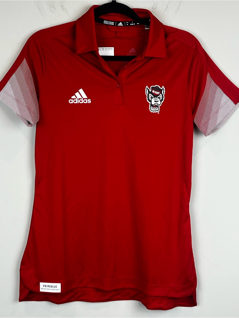 Adidas NC State Wolfpack Sideline Primeblue Polo Red Shirt Women's Medium